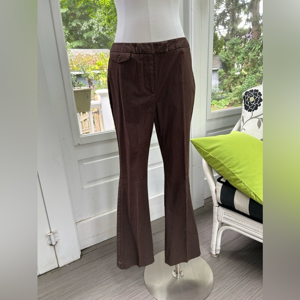 Vintage Ann Taylor Brown and White Pinstripe Pants